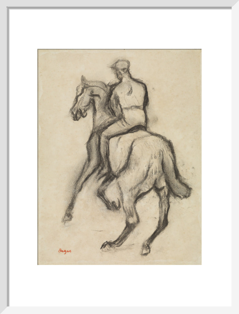 Man on Horseback (art print, medium, white)