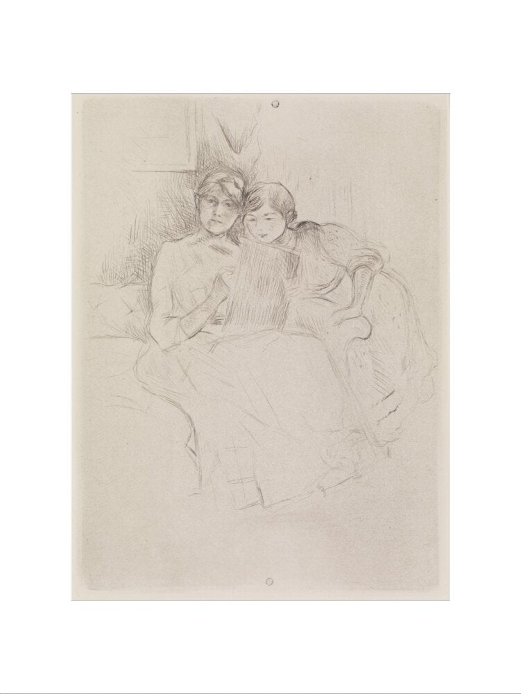 Berthe Morisot Drawing, with Her Daughter, 1889 (art print, extra large, unframed)