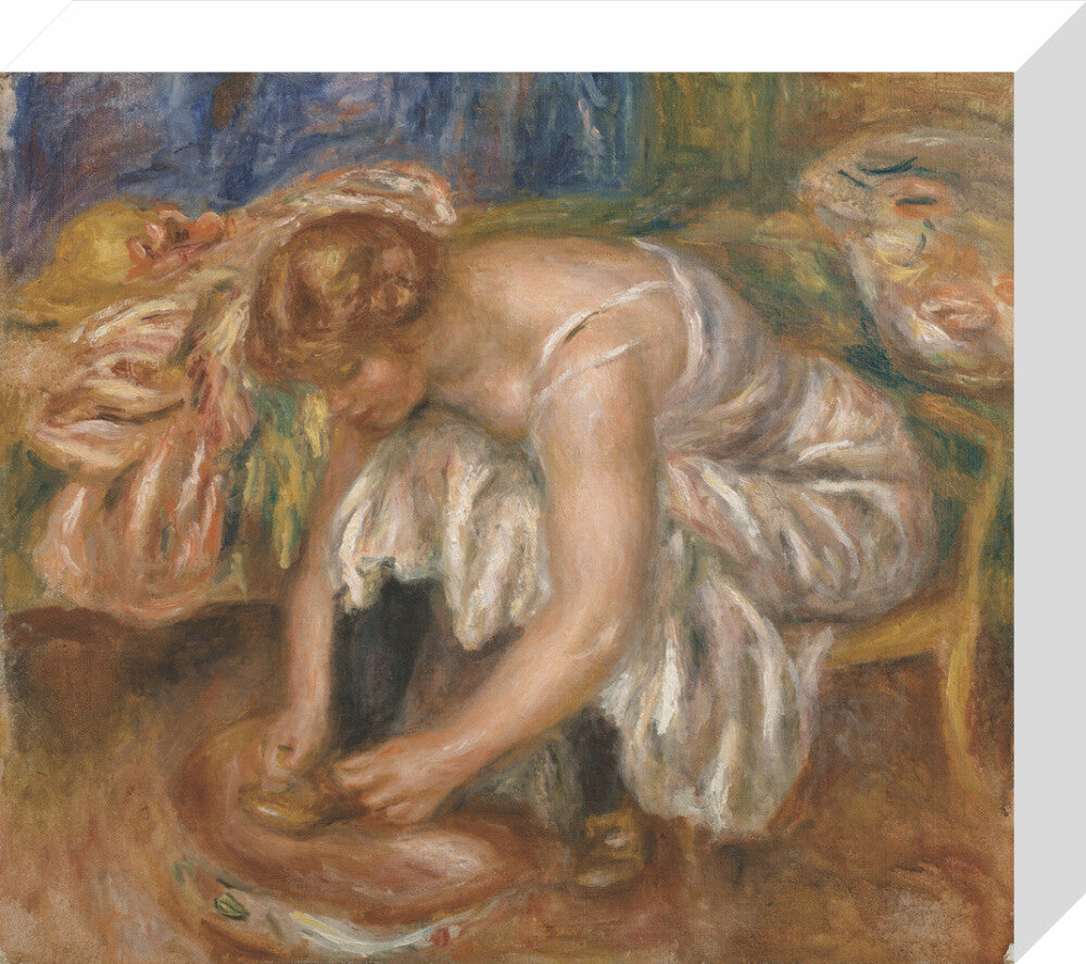 Woman Tying Her Shoe (stretched canvas, small, unframed)