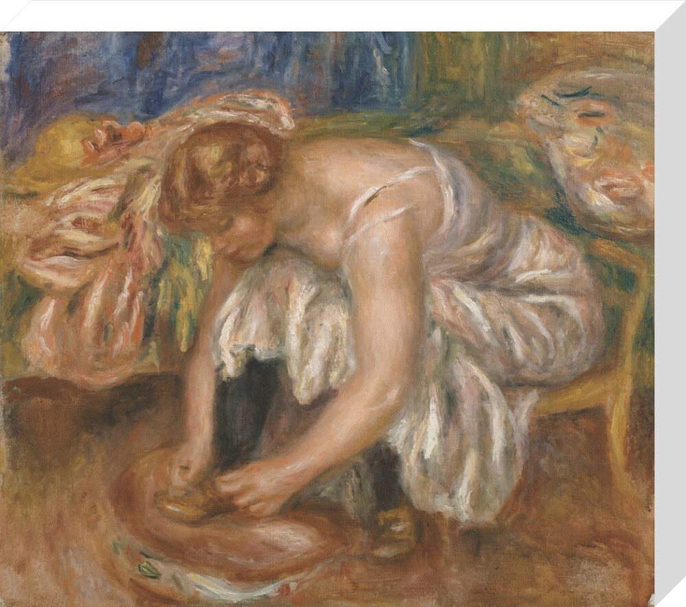 Woman Tying Her Shoe (stretched canvas, medium, unframed)