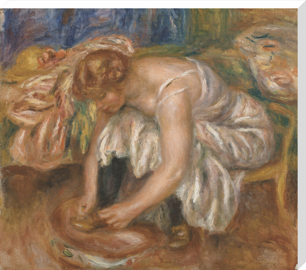 Woman Tying Her Shoe (stretched canvas, extra large, unframed)