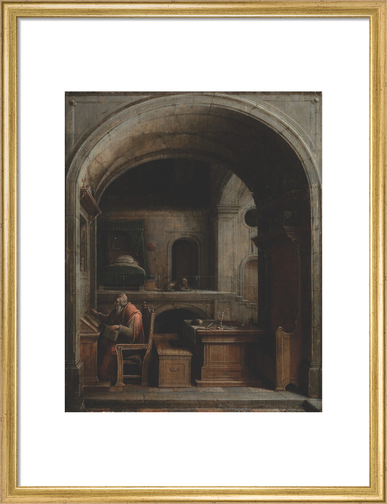 Saint Jerome in his Study (art print, medium, gold)