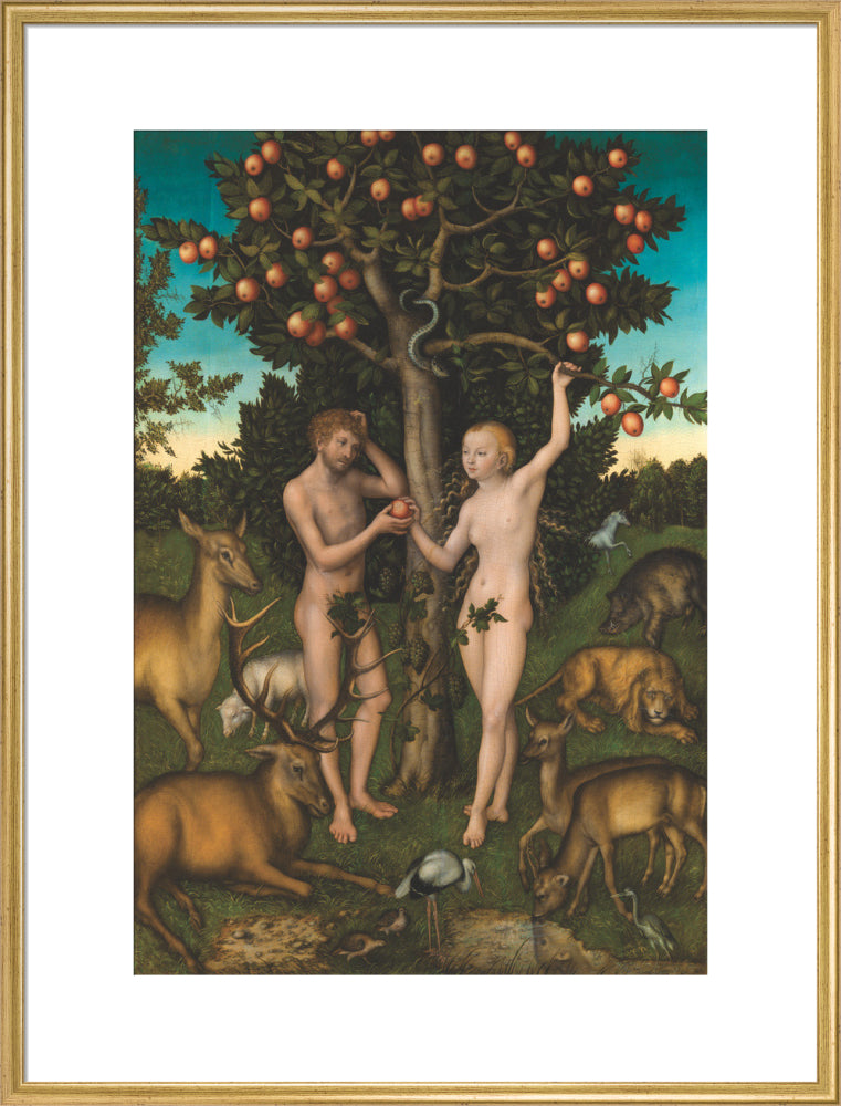 Adam and Eve (art print, extra large, gold)