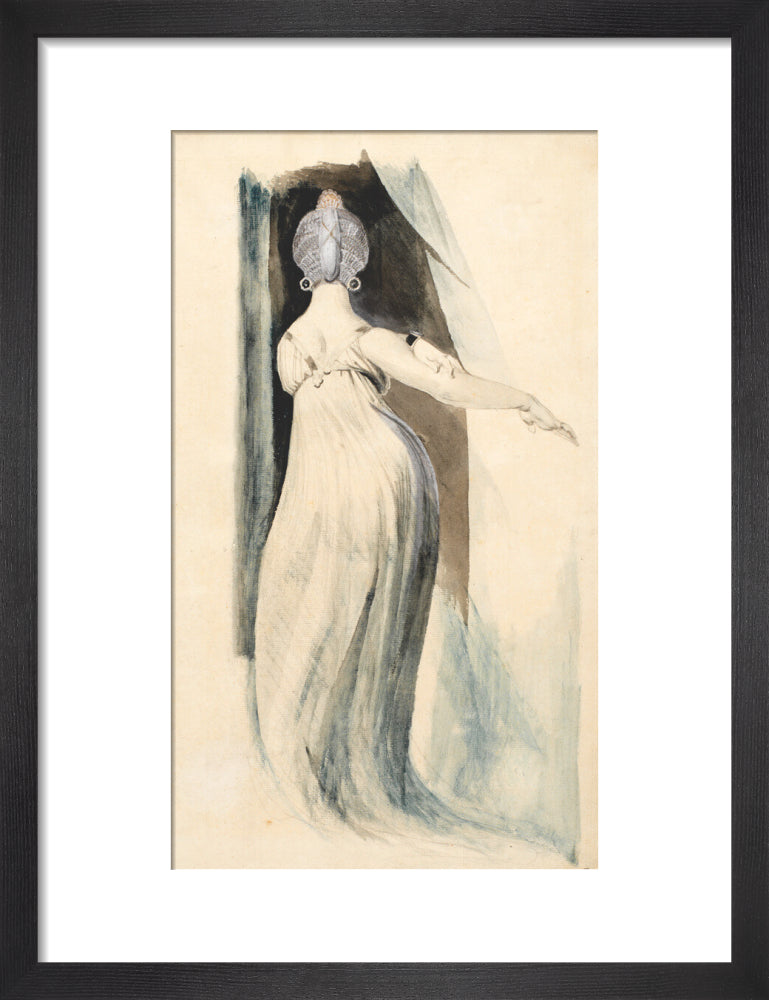 Standing woman seen from the back (art print, small, black)