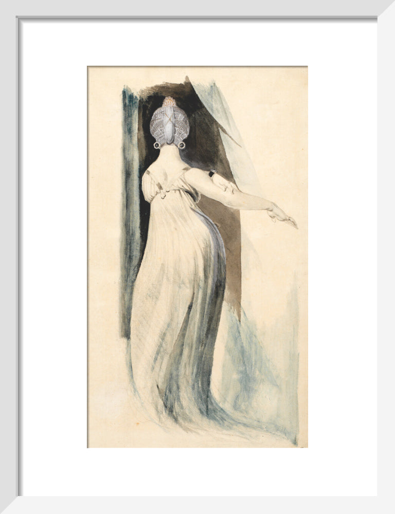 Standing woman seen from the back (art print, small, white)