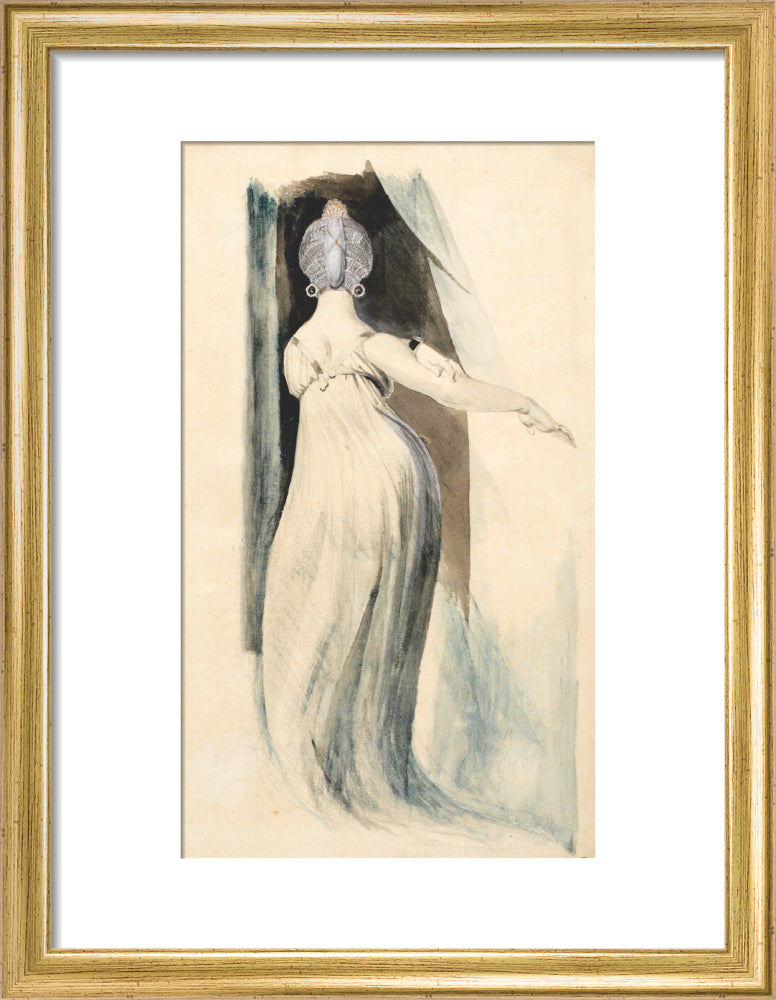 Standing woman seen from the back (art print, small, gold)