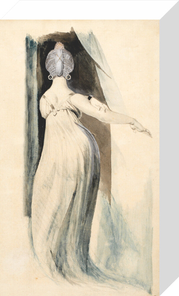 Standing woman seen from the back (stretched canvas, small, unframed)