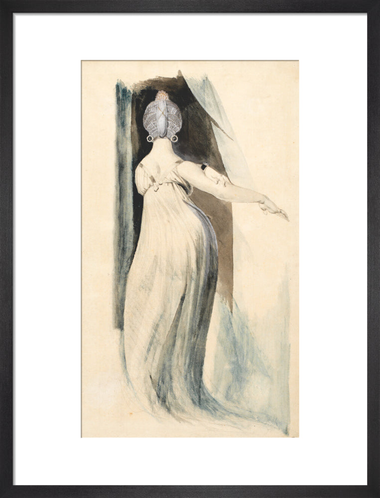 Standing woman seen from the back (art print, medium, black)