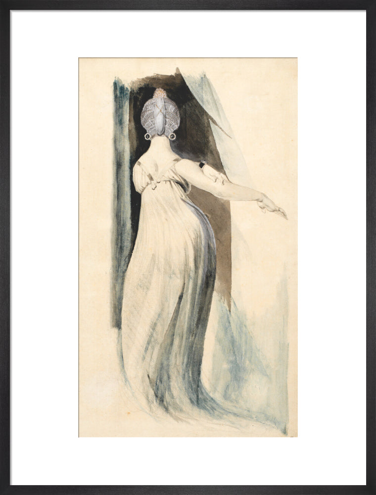 Standing woman seen from the back (art print, large, black)