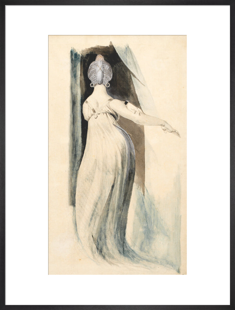 Standing woman seen from the back (art print, extra large, black)