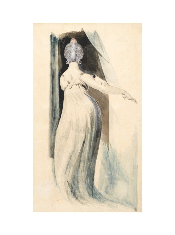 Standing woman seen from the back (art print, extra large, unframed)