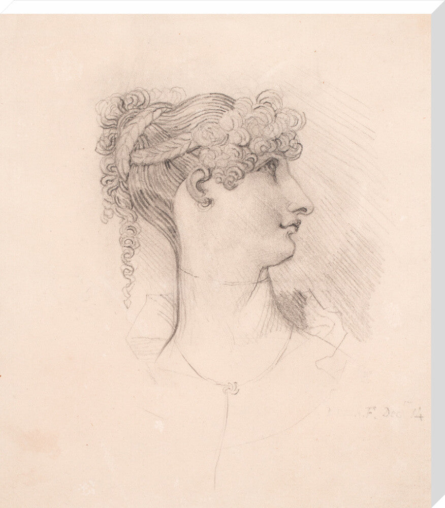 Lavinia de Irujo in profile, facing right