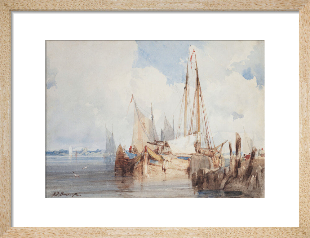 Fishing Boats Moored in an Estuary (art print, small, natural)