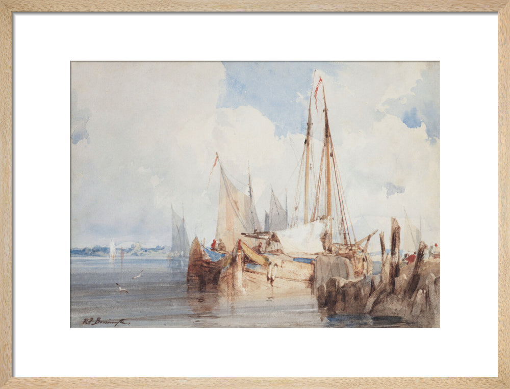 Fishing Boats Moored in an Estuary (art print, medium, natural)