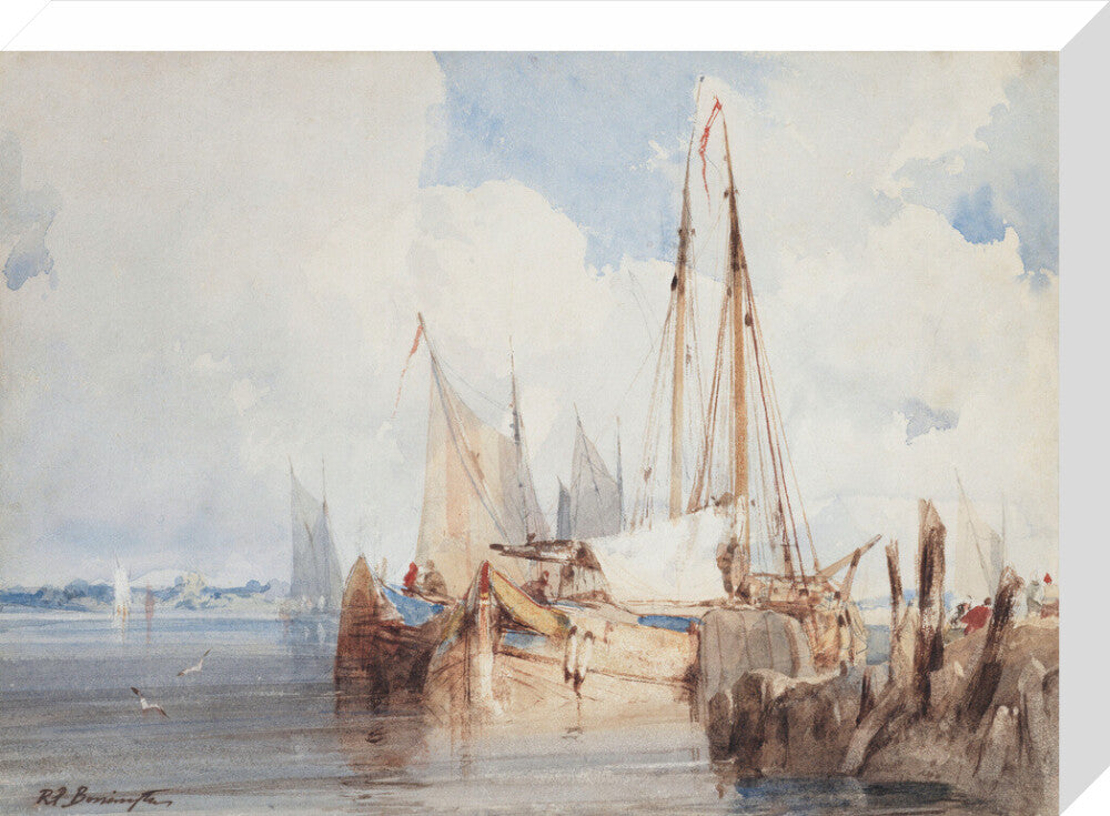 Fishing Boats Moored in an Estuary (stretched canvas, medium, unframed)