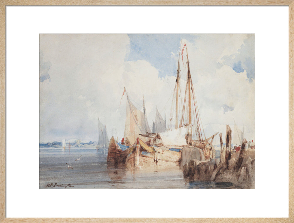 Fishing Boats Moored in an Estuary (art print, large, natural)