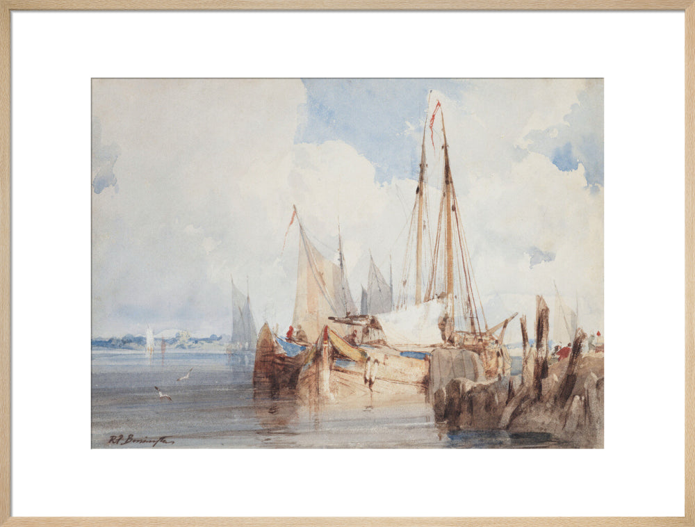 Fishing Boats Moored in an Estuary (art print, extra large, natural)