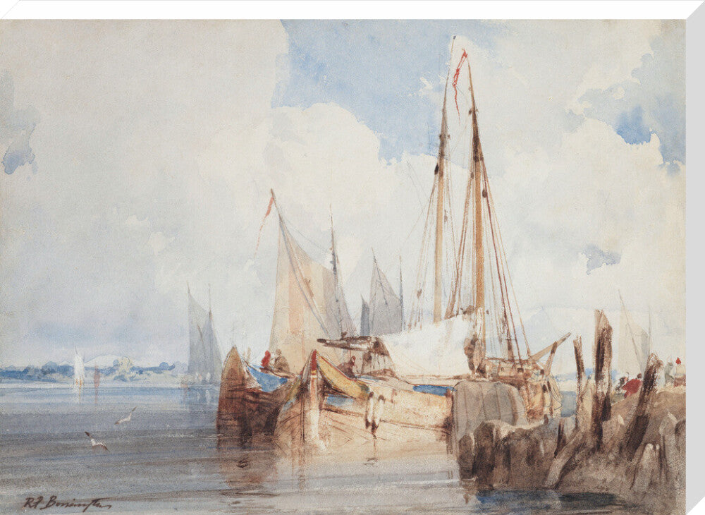 Fishing Boats Moored in an Estuary (stretched canvas, extra large, unframed)