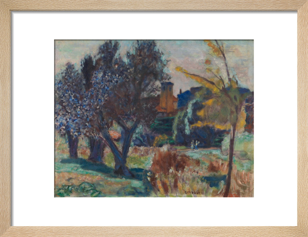 Landscape with Olive Trees and a Chapel (art print, small, natural)