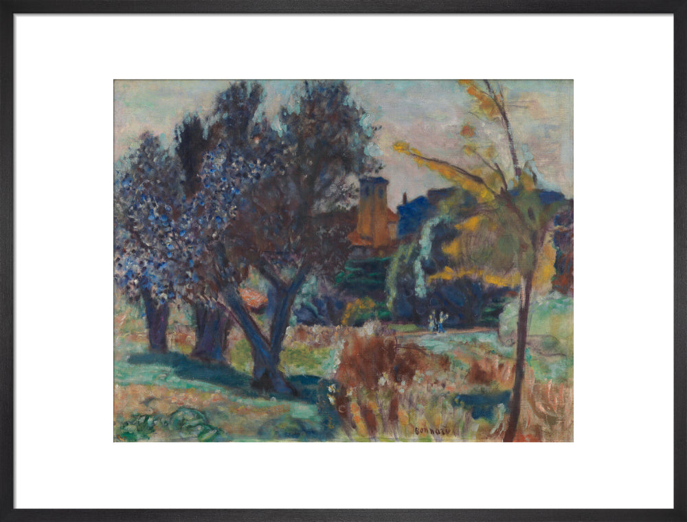 Landscape with Olive Trees and a Chapel (art print, large, black)