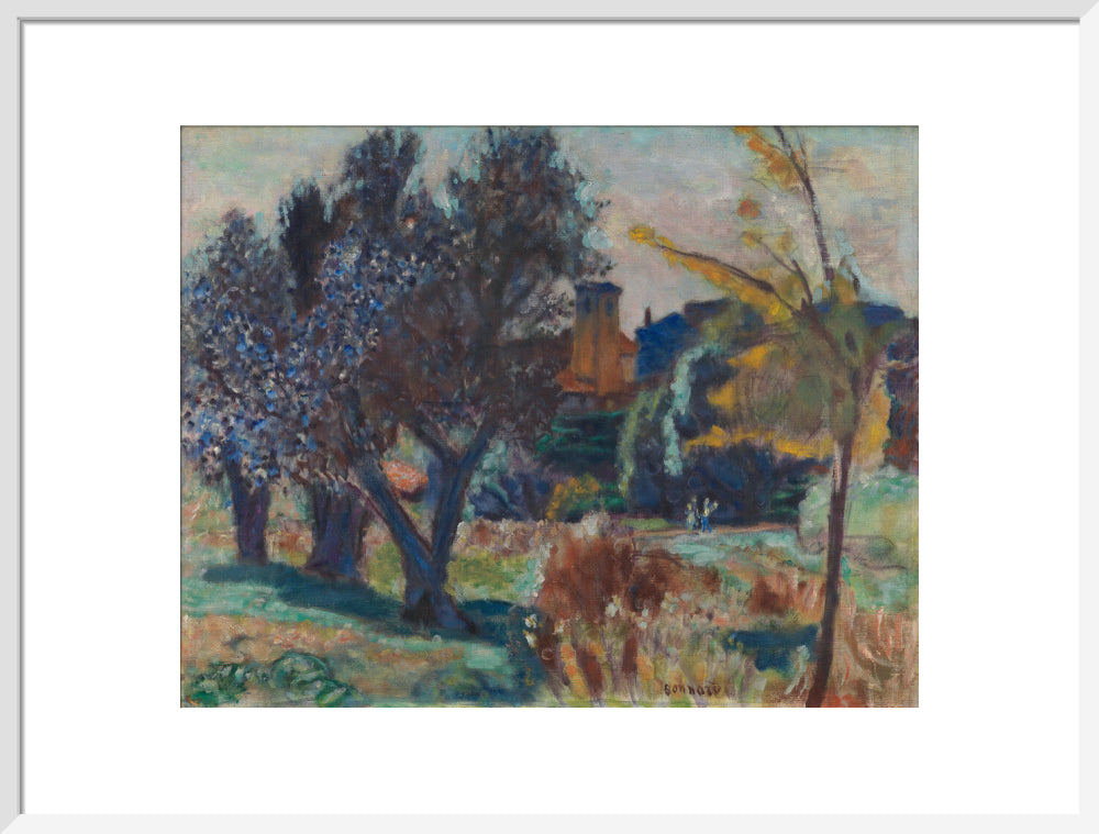 Landscape with Olive Trees and a Chapel (art print, large, white)