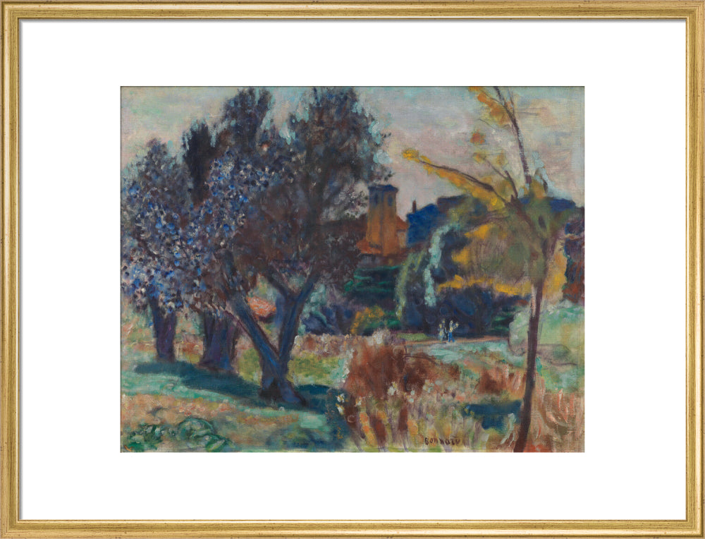 Landscape with Olive Trees and a Chapel (art print, large, gold)