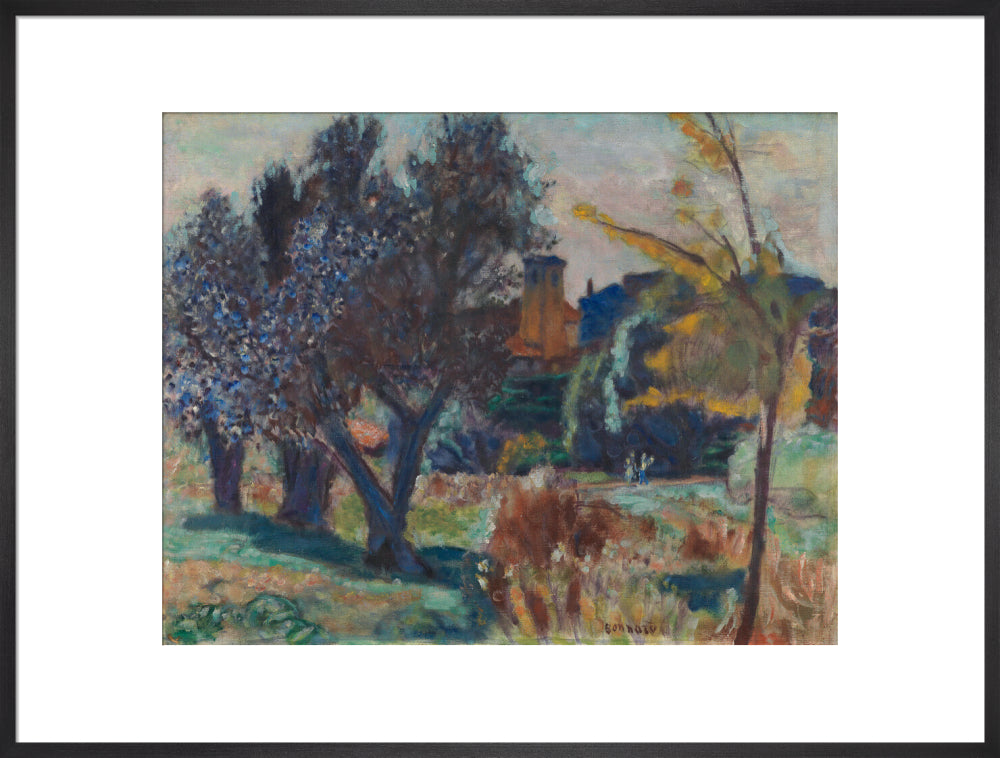 Landscape with Olive Trees and a Chapel (art print, extra large, black)