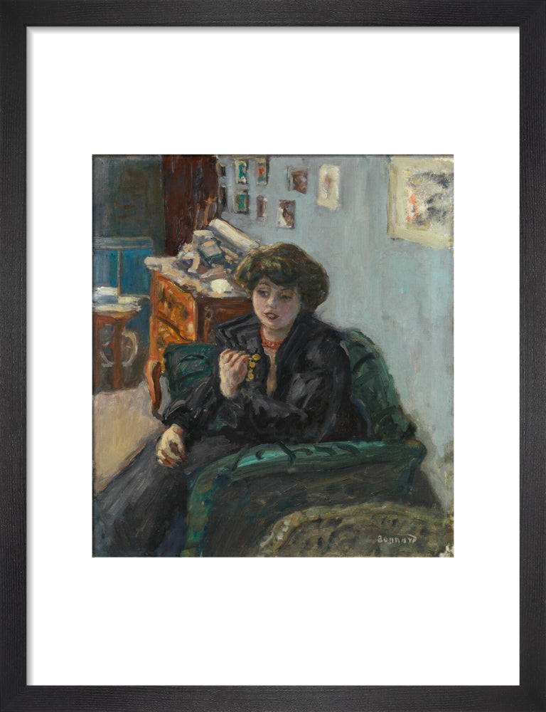 Young Woman in an Interior (art print, small, black)