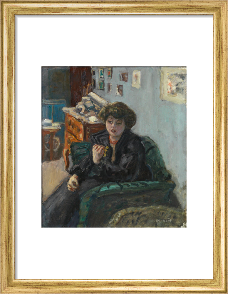 Young Woman in an Interior (art print, small, gold)