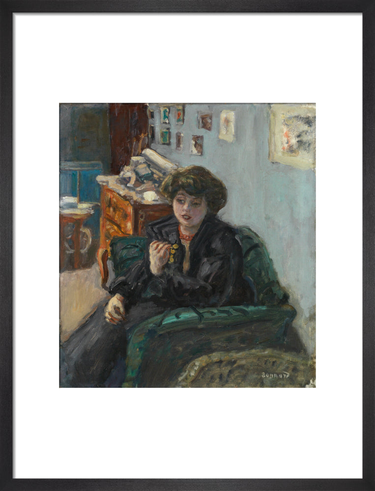 Young Woman in an Interior (art print, medium, black)