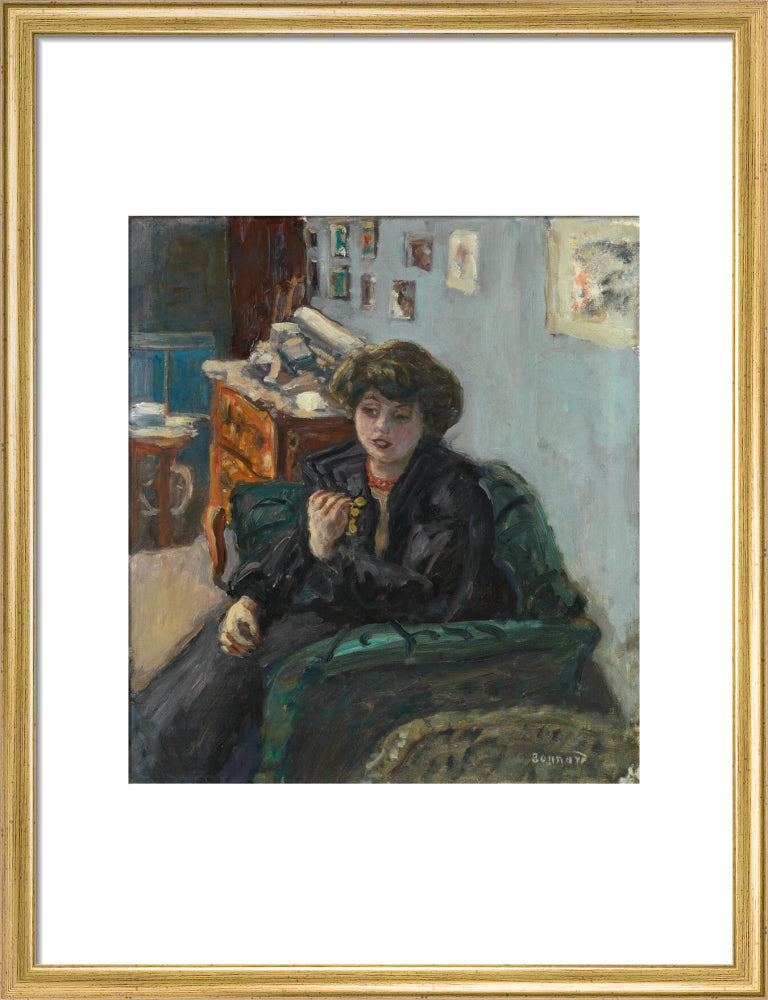 Young Woman in an Interior (art print, medium, gold)
