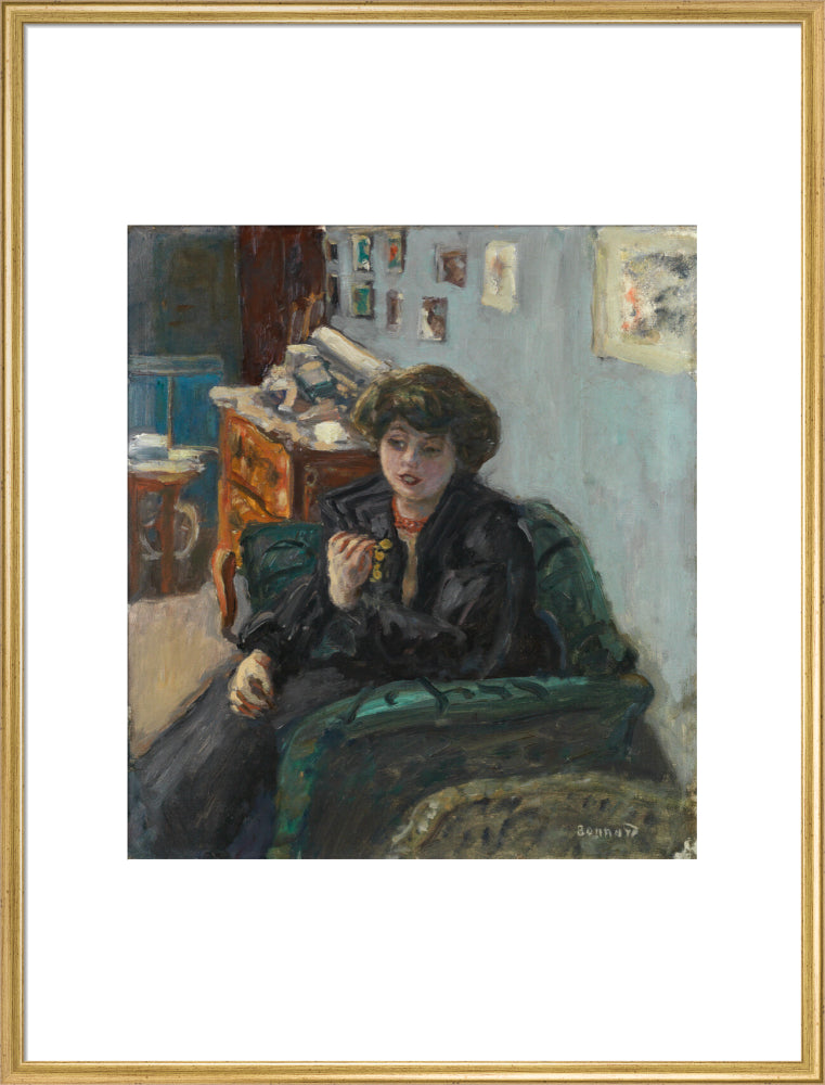 Young Woman in an Interior (art print, extra large, gold)