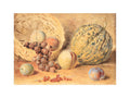 Basket with melon, peaches, grapes and plums (art print, small, unframed)