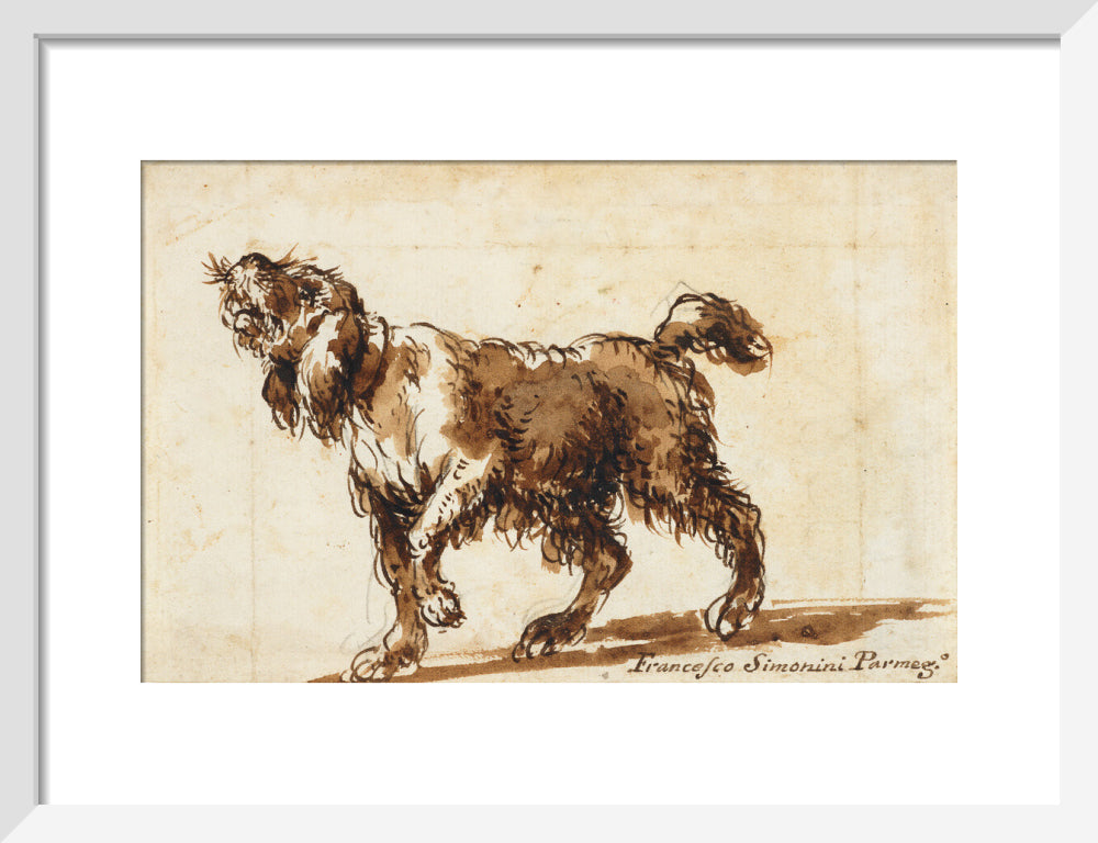 Dog Howling (art print, small, white)