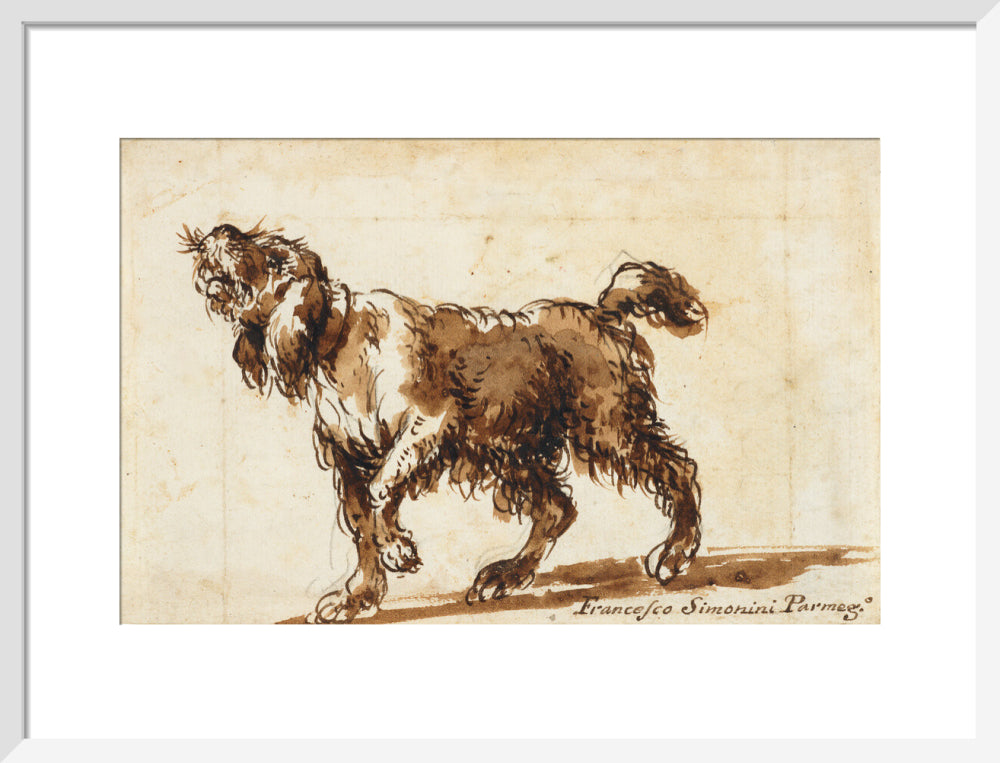 Dog Howling (art print, medium, white)