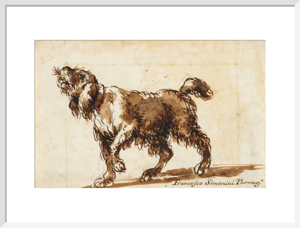 Dog Howling (art print, large, white)