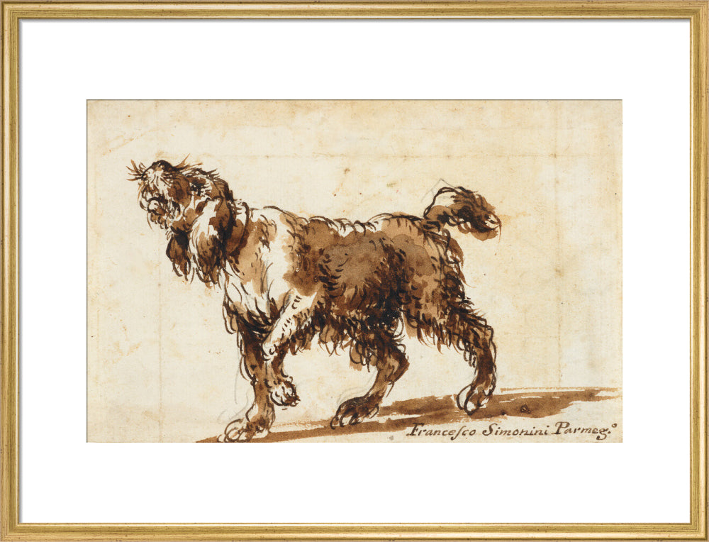 Dog Howling (art print, large, gold)