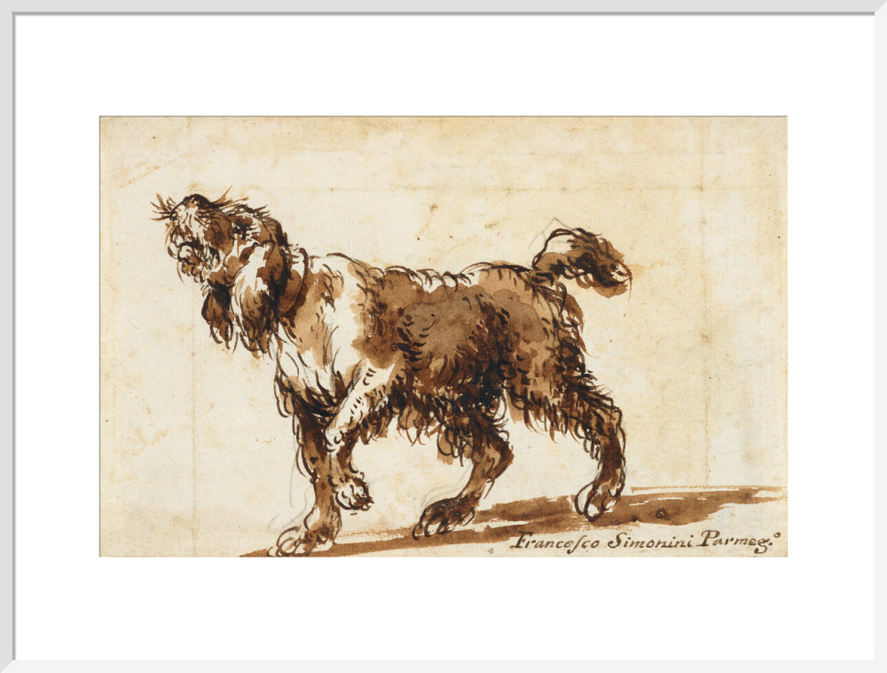 Dog Howling (art print, extra large, white)