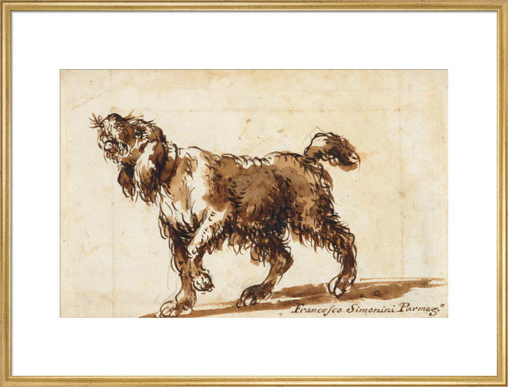 Dog Howling (art print, extra large, gold)