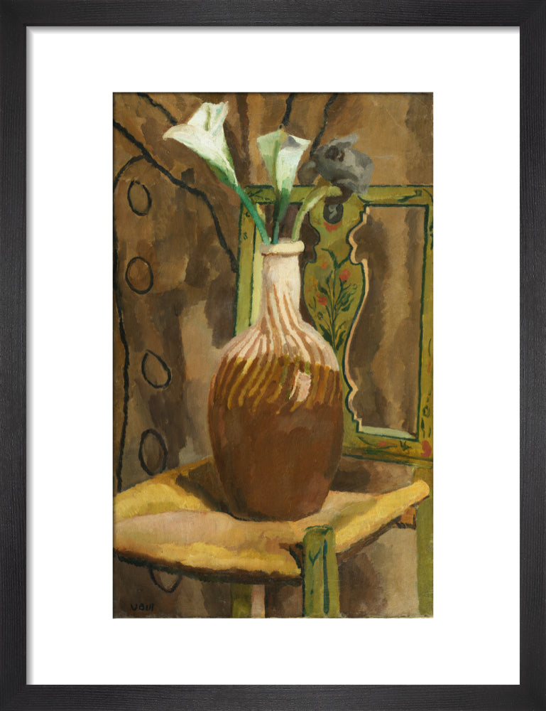 Arum Lilies and Iris (art print, small, black)