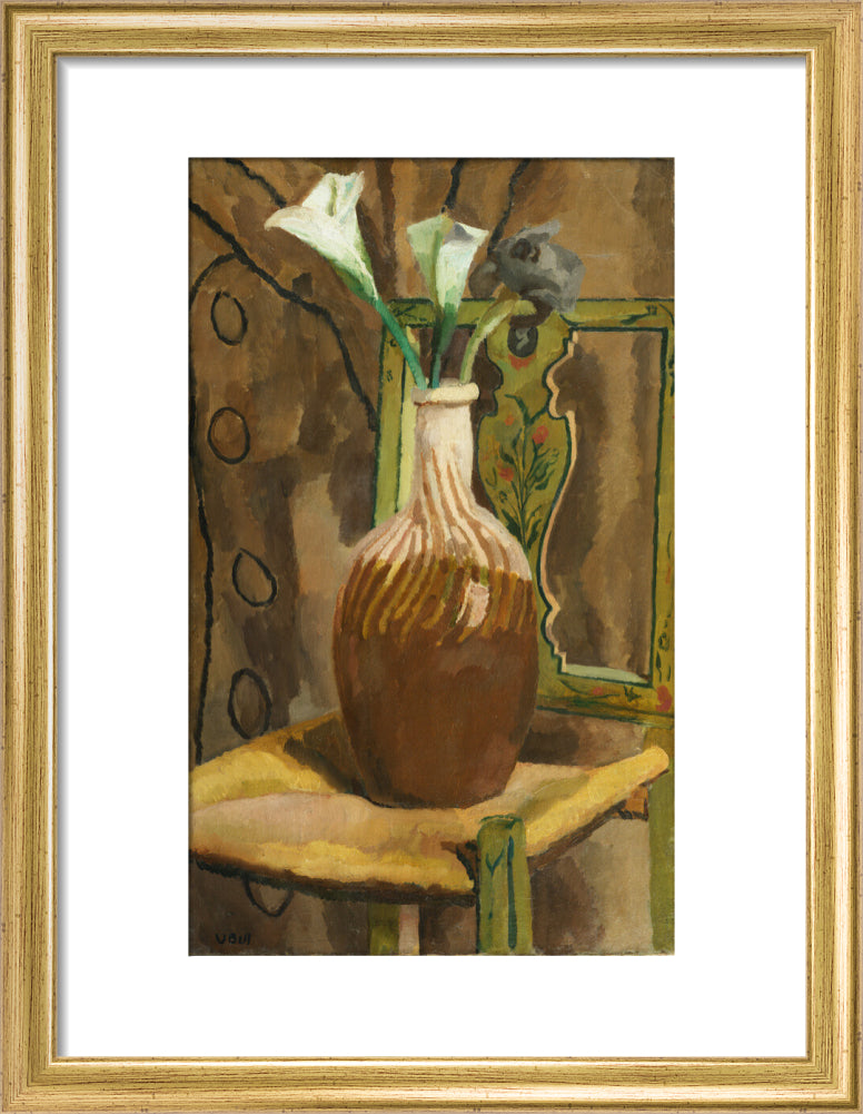 Arum Lilies and Iris (art print, small, gold)