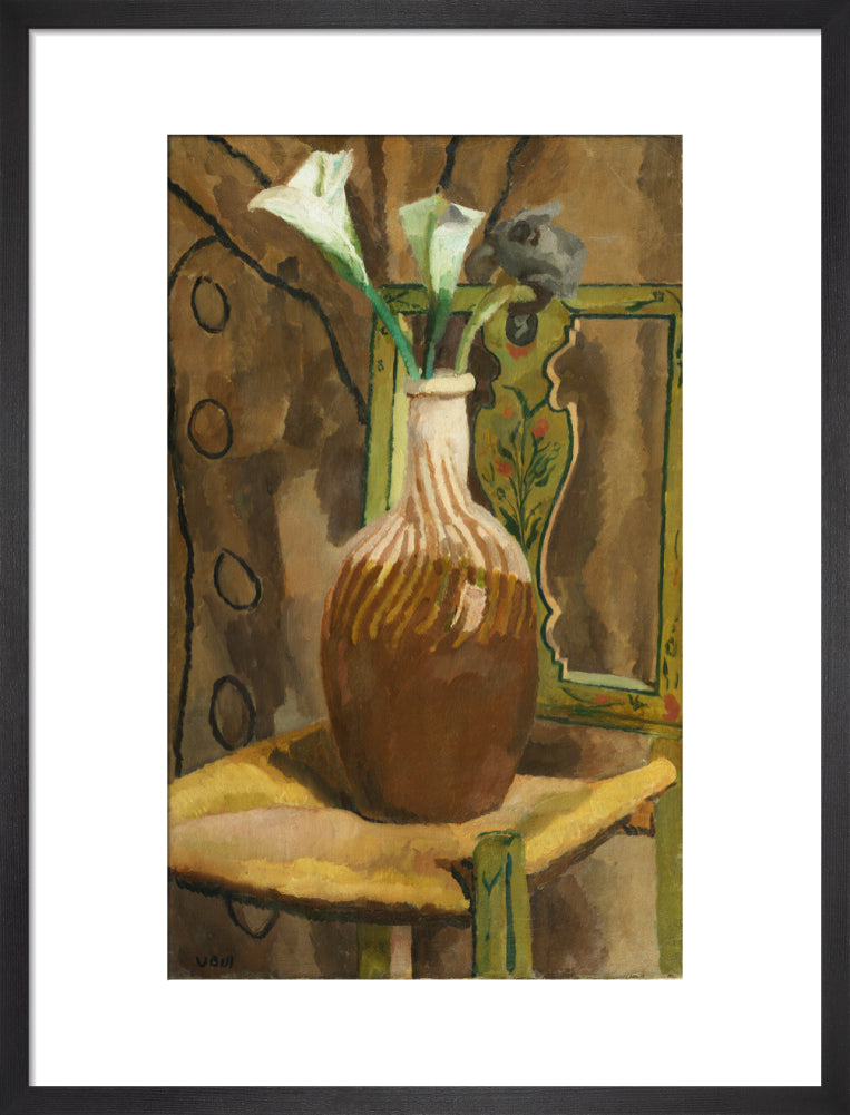Arum Lilies and Iris (art print, medium, black)