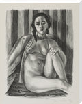 Seated nude woman, with tulle blouse