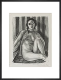 Seated nude woman, with tulle blouse
