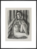 Seated nude woman, with tulle blouse