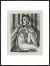 Load image into Gallery viewer, Seated nude woman, with tulle blouse

