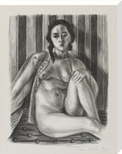 Load image into Gallery viewer, Seated nude woman, with tulle blouse
