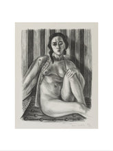 Load image into Gallery viewer, Seated nude woman, with tulle blouse
