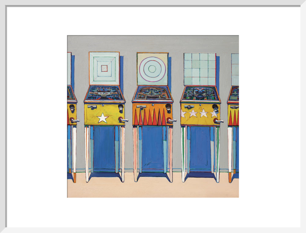 Four Pinball Machines, Framed, White, Large