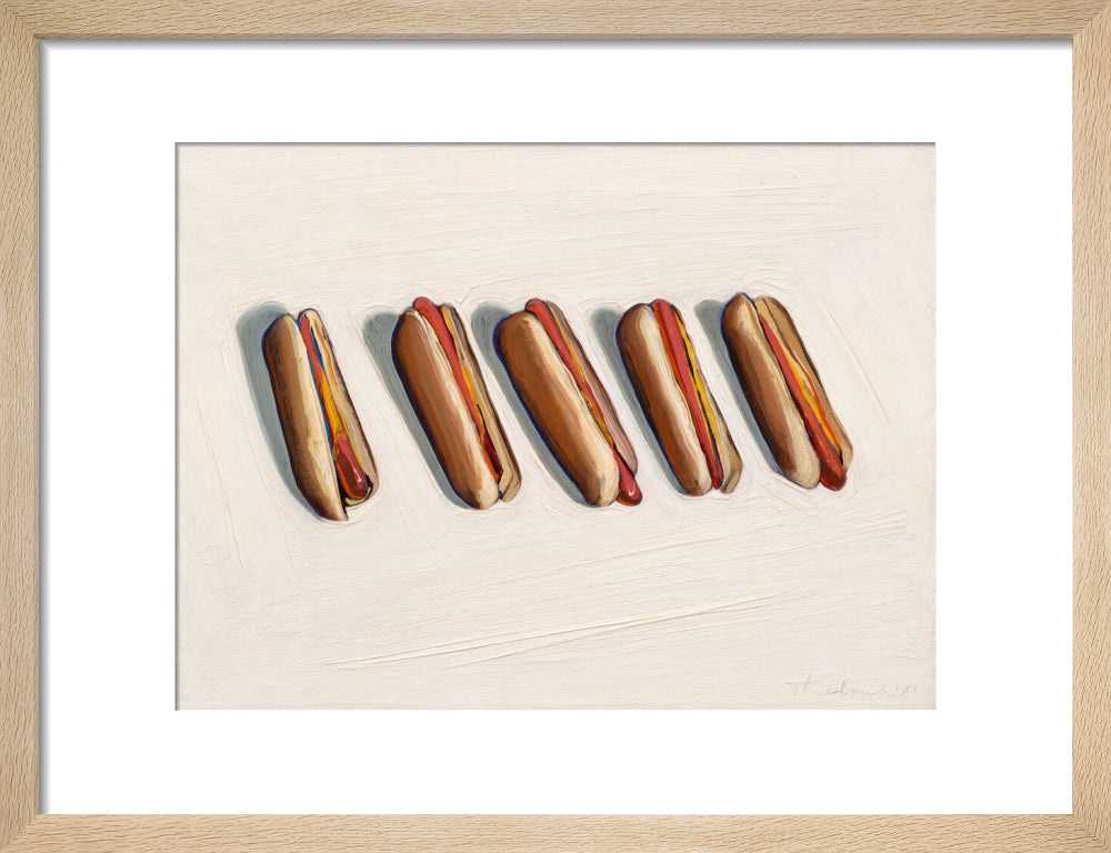 Five Hot Dogs (art print, small, natural)
